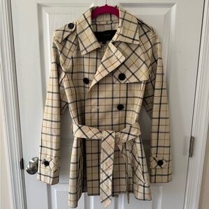 Coach Plaid Double-Breasted Trench Coat